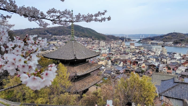 天寧寺三重塔越しの尾道の景色